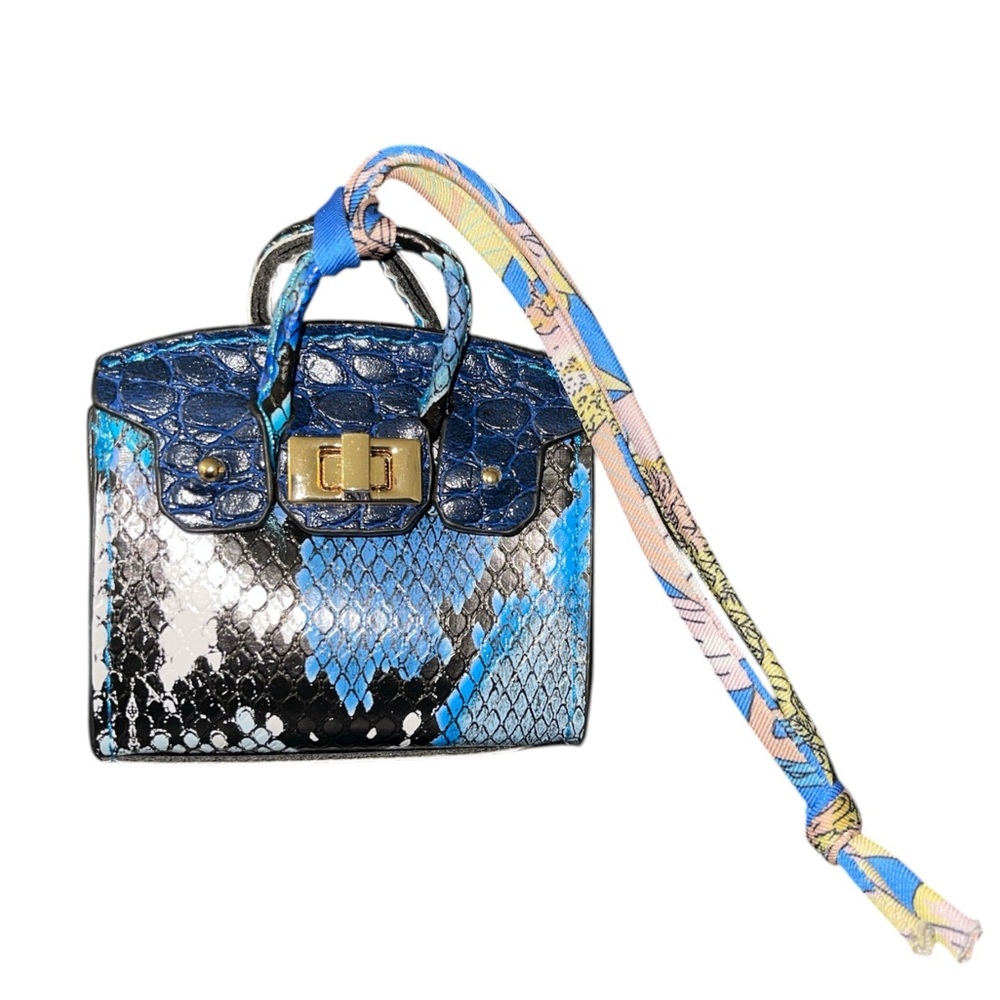 MINI FAUX SNAKESKIN BAG CHARM